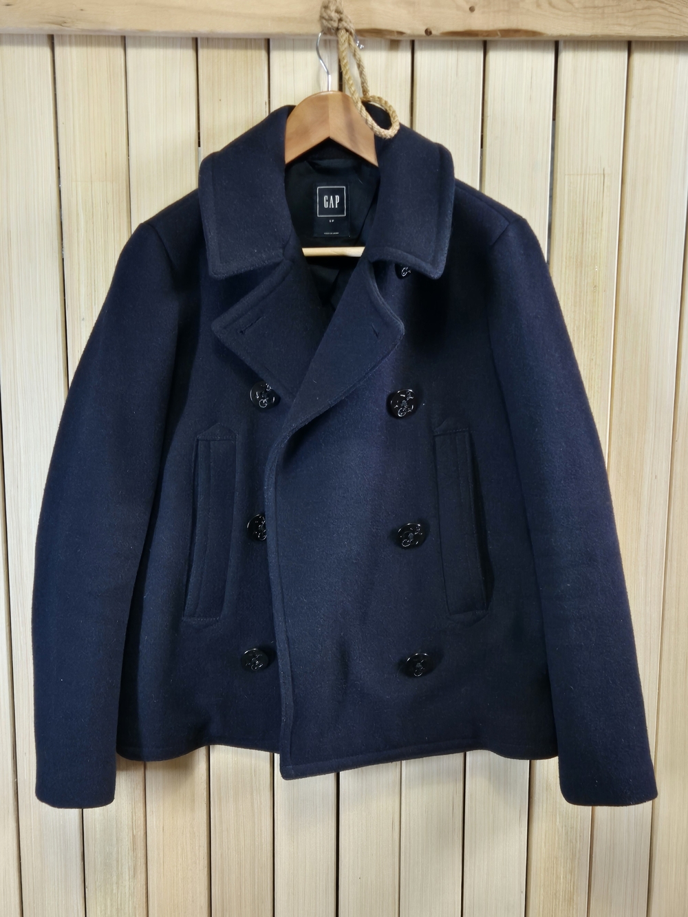 GAP Wool Blend Dark Navy Double-Breasted Peacoat